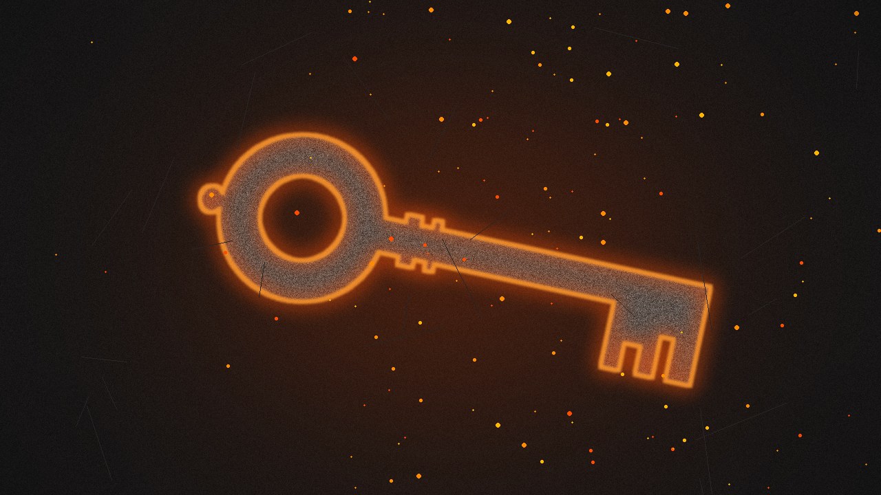 An old iron key glowing ember orange against a dark charcoal background, representing a therapy practice taking back control of its website management
